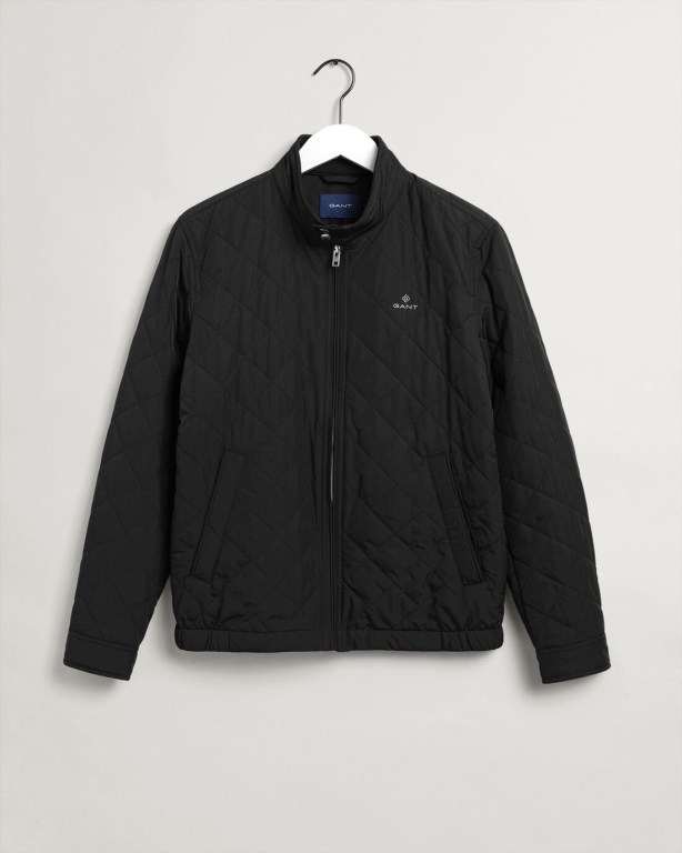 Gant Quilted Men's Jackets Black | LEwzHfq8OxW