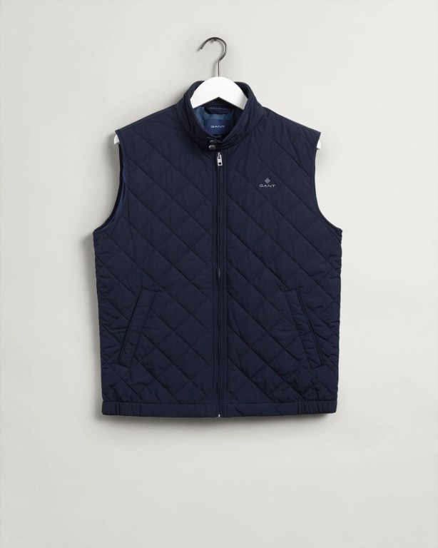 Gant Quilted Vest Men's Jackets Blue | oMgDNX4nPIc