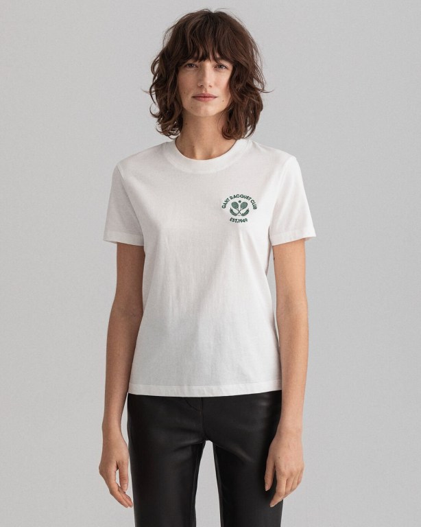 Gant Racquet Club Women's T-shirts White | A5uqy698o3I