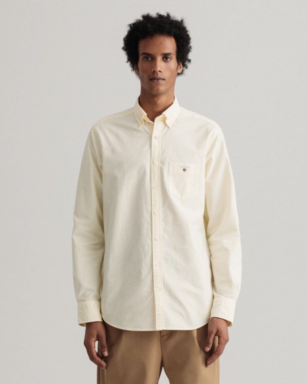 Gant Regular Fit Banker Oxford Men's Shirts Yellow | eTgmEIY8vDh