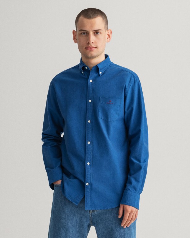 Gant Regular Fit Beefy Oxford Men's Shirts Blue | hKd9nFPLK9t