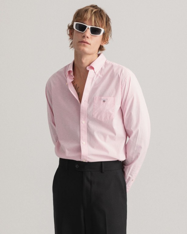 Gant Regular Fit Broadcloth Men's Shirts Pink | ALRfcrAKuzx