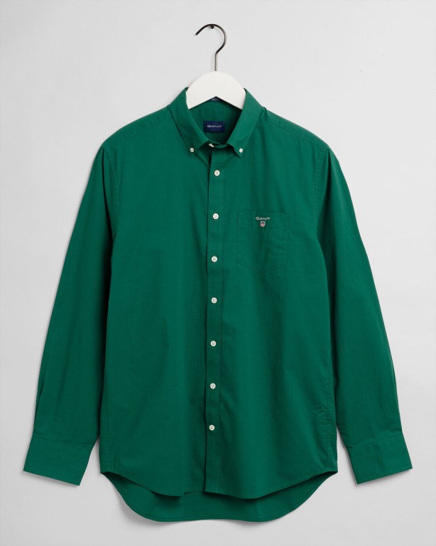 Gant Regular Fit Broadcloth Men's Shirts Dark Green | aUXCvPGnO6f