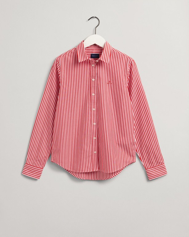 Gant Regular Fit Broadcloth Striped Women's Shirts Light Red | XSNg2vuNOYi