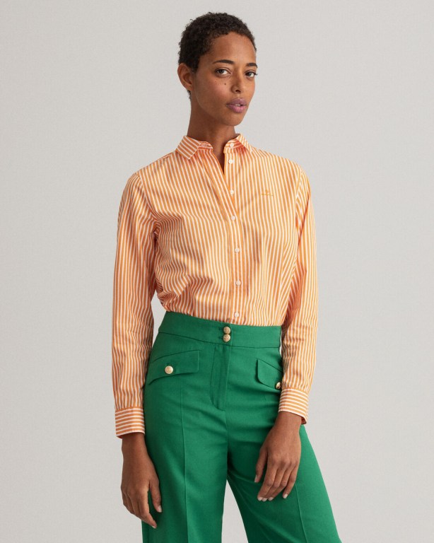 Gant Regular Fit Broadcloth Striped Women's Shirts Orange | jbXrRXM60sD