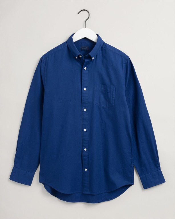 Gant Regular Fit Gart-Dyed Basketweave Men's Shirts Blue | FYpki6dFnHL