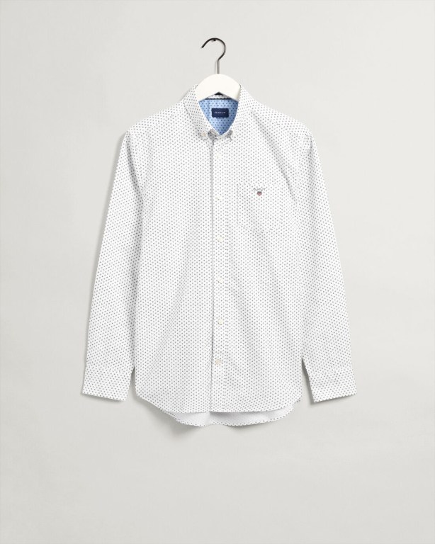 Gant Regular Fit Micro Print Oxford Men's Shirts White | BFKla42yfq9