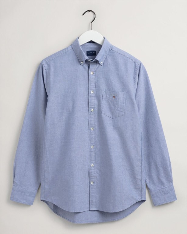 Gant Regular Fit Oxford Men's Shirts Blue | NyDPb1bgx9g