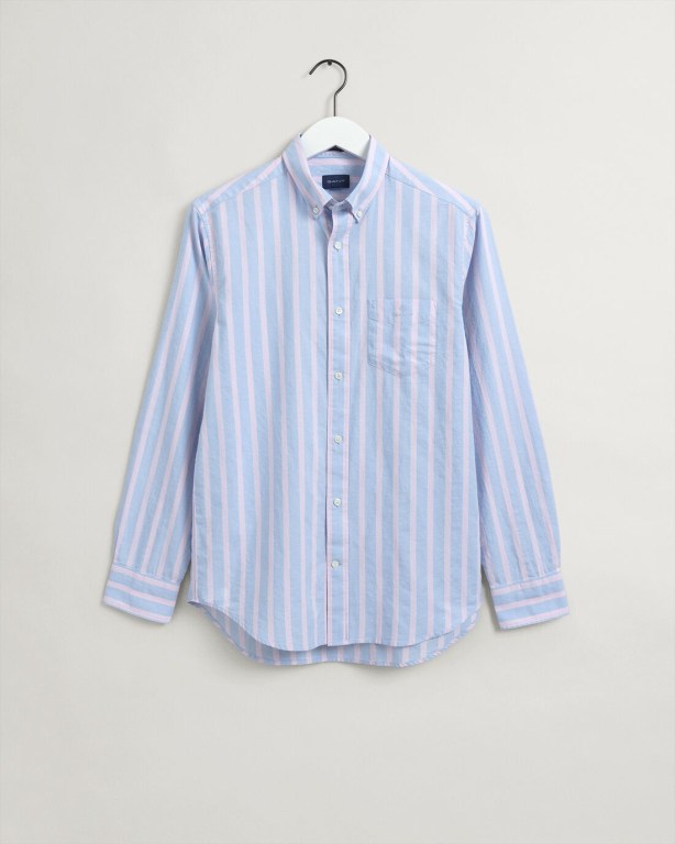 Gant Regular Fit Stripe Pastel Oxford Men's Shirts Blue | rS368mUd5vQ