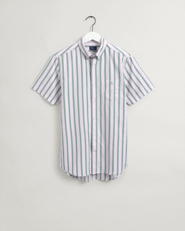 Gant Regular Fit Stripe Pastel Short Sleeve Oxford Men's Shirts Pink | q9nccyijOfn