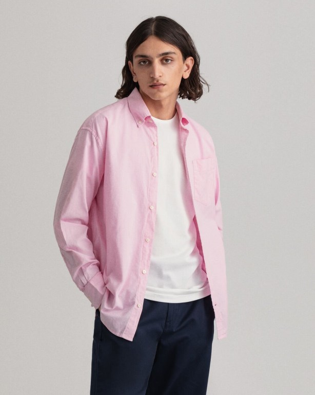 Gant Relaxed Fit Oxford Men's Shirts Pink | V3kmgySCl1G