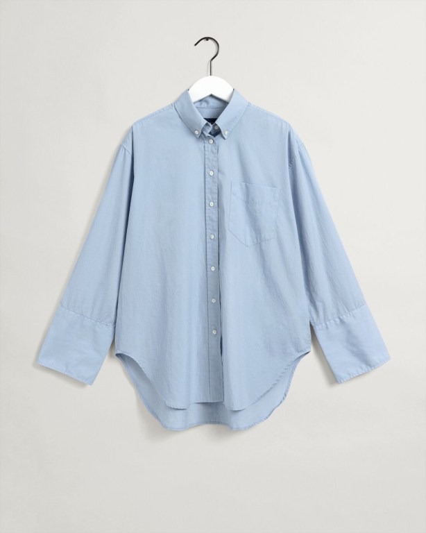 Gant Relaxed Fit Wide Cuff Women's Shirts Blue | P56XucQxVZX