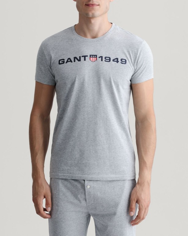 Gant Retro Shield Crew Neck Men's T-shirts Grey | sT3CovBRBql