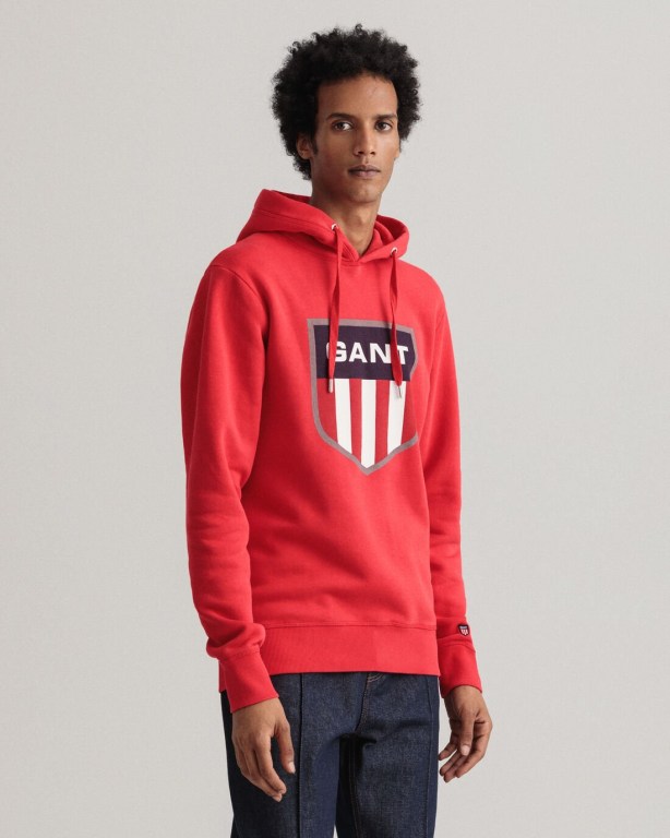 Gant Retro Shield Men's Hoodies Light Red | Y5Ff1ebiLee