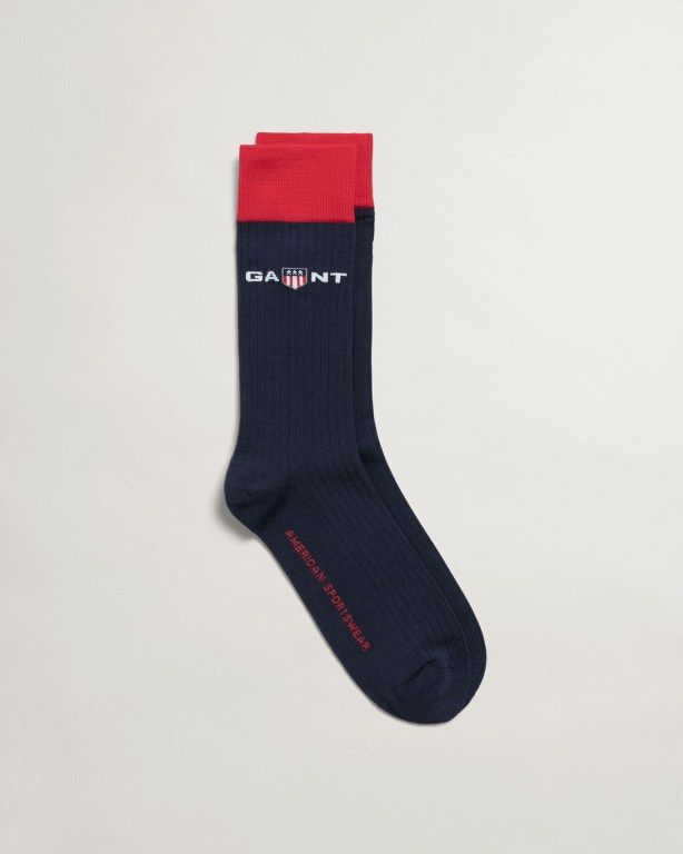 Gant Retro Shield Men's Socks Blue | HrBIdoXIDtq