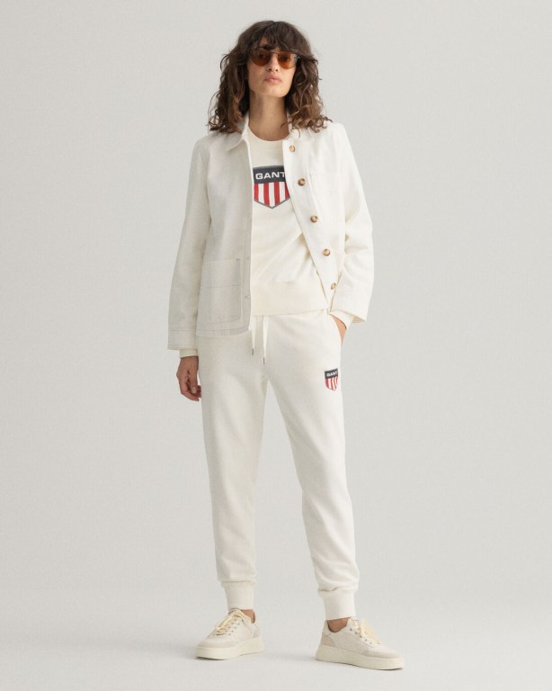 Gant Retro Shield Women's Sweatpants White | nLNgvOanSEL