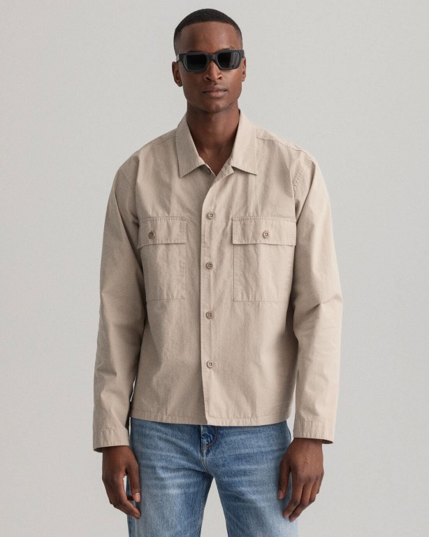 Gant Ripstop Over Men's Shirts White | qggNLw3vAzc