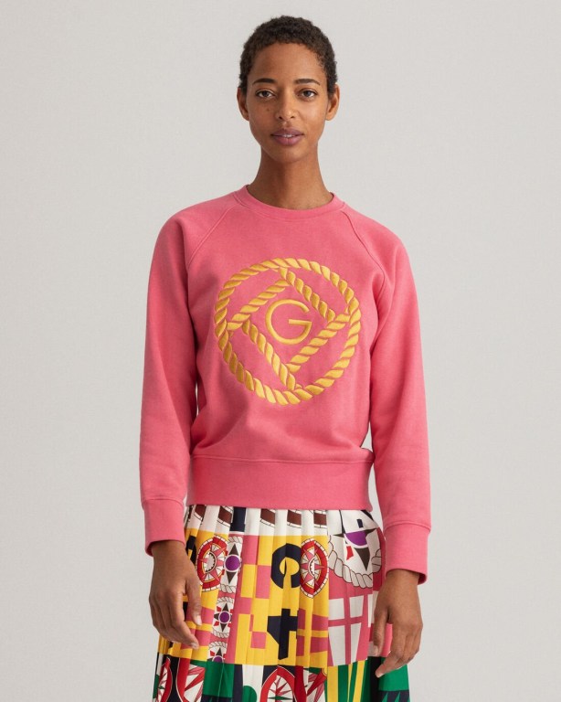 Gant Rope Icon Crew Neck Women's Sweatshirts Rose | x2AytgPlLwv