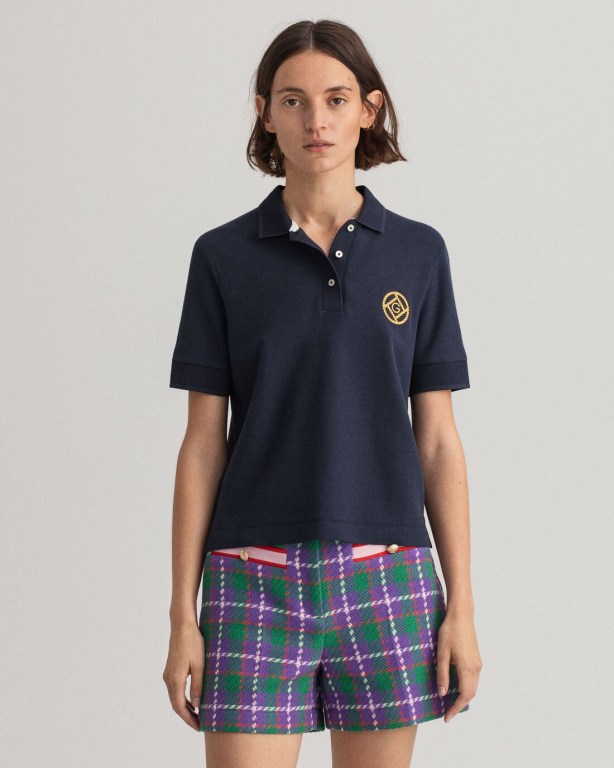 Gant Rope Icon Piqué Women's Polos Blue | STNXmNxKv4O