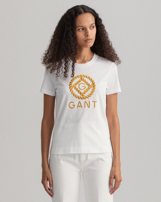 Gant Rope Icon Women's T-shirts White | EUahRjv8p0l