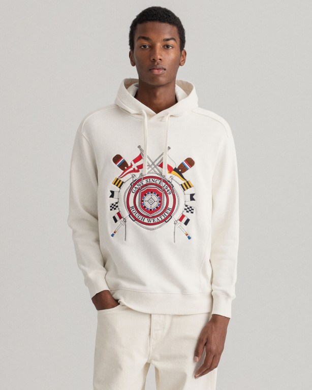 Gant Rough Weather Men's Hoodies White | Tmq5dLOaYZB