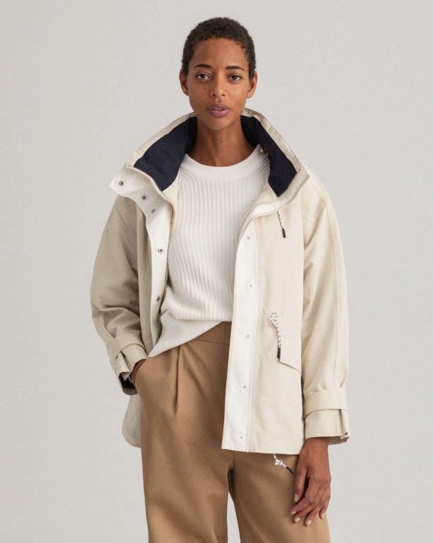 Gant Rough Weather Racer Women's Jackets Beige | 5ZXQ7EA3fRF