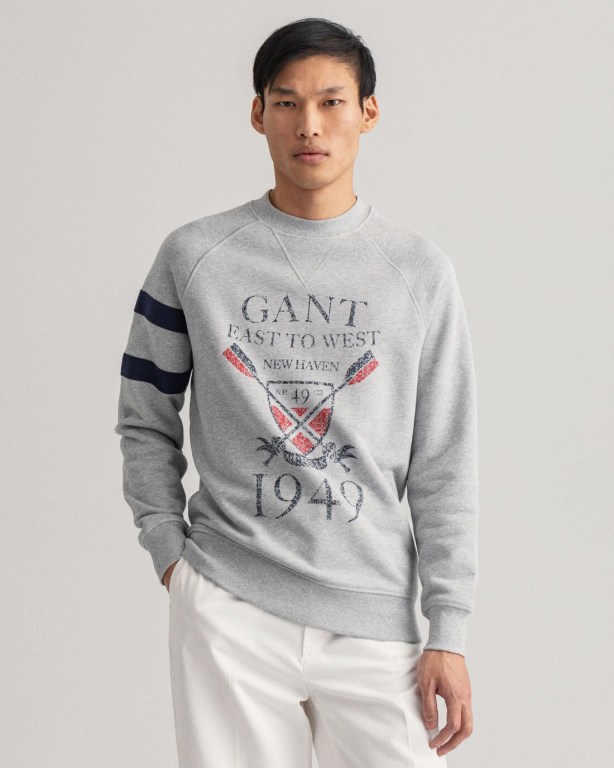 Gant Rowing Crew Neck Men's Sweatshirts Light Grey | n4huBparOjz