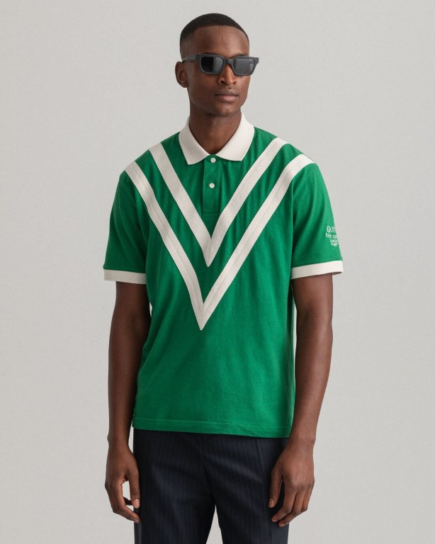 Gant Rowing Jersey Men's Polo Shirts Green | qu4WFazeUwd