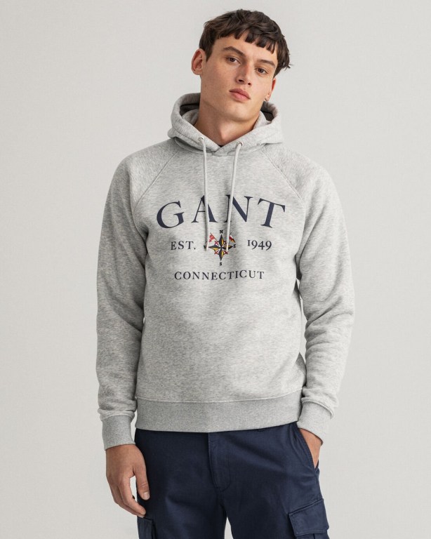 Gant Sailing Men's Hoodies Light Grey | HBx3dwXQXyX