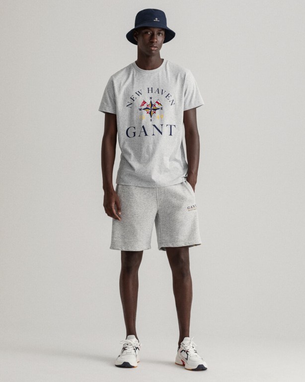 Gant Sailing Sweat Men's Shorts Light Grey | r2kkXAF2x2q