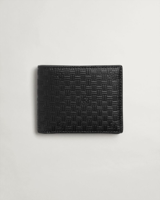 Gant Signature Weave Leather Wallet Men's Bags Black | 9hgdqQlihhO