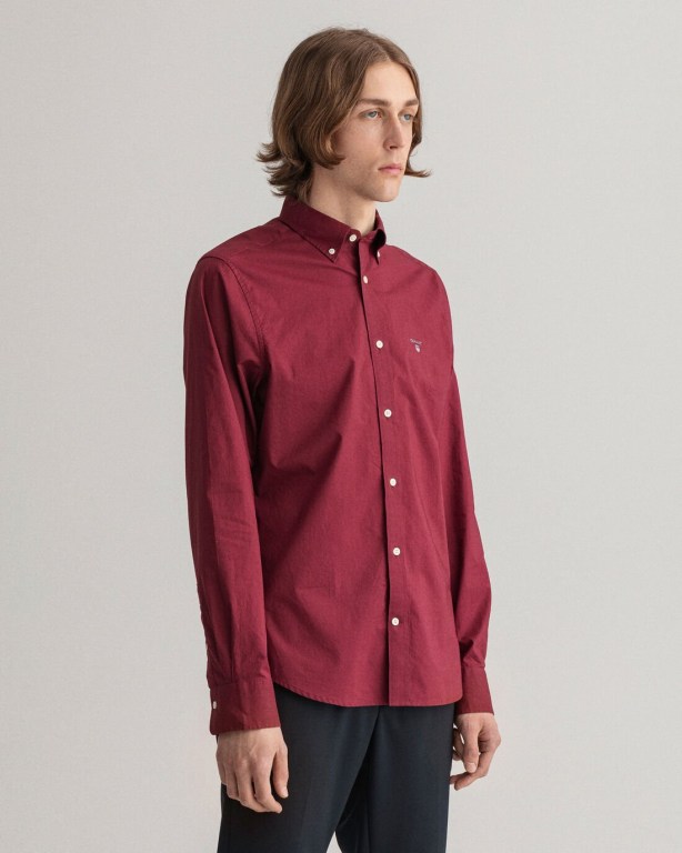 Gant Slim Fit Broadcloth Men's Shirts Red | We2dIqO3Sar