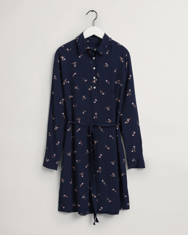 Gant Small Flower Print Women's Dresses Blue | 24zyxWJbrBv