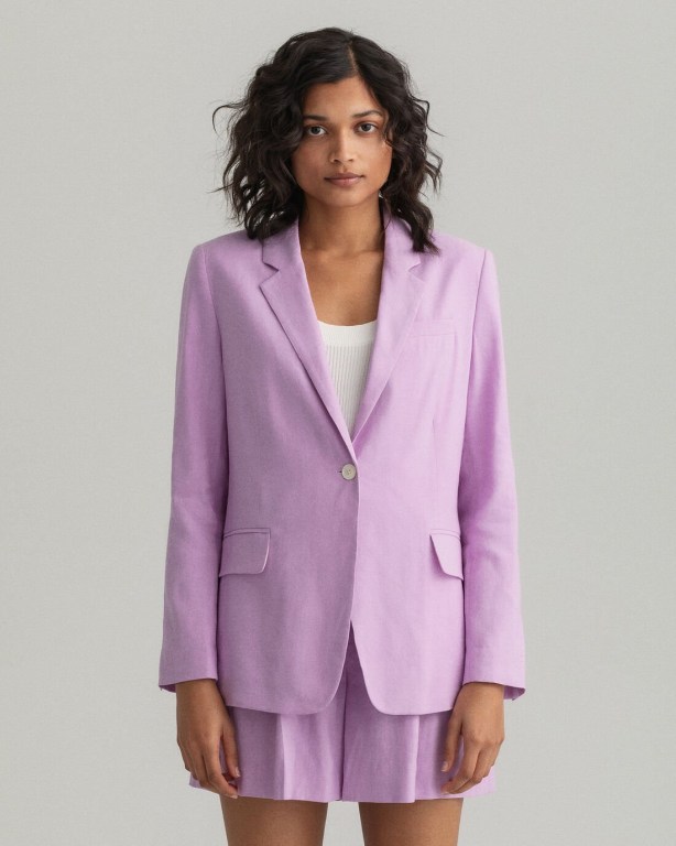 Gant Straight Fit Stretch Linen Women's Blazers Purple | XXadZYZrpVR