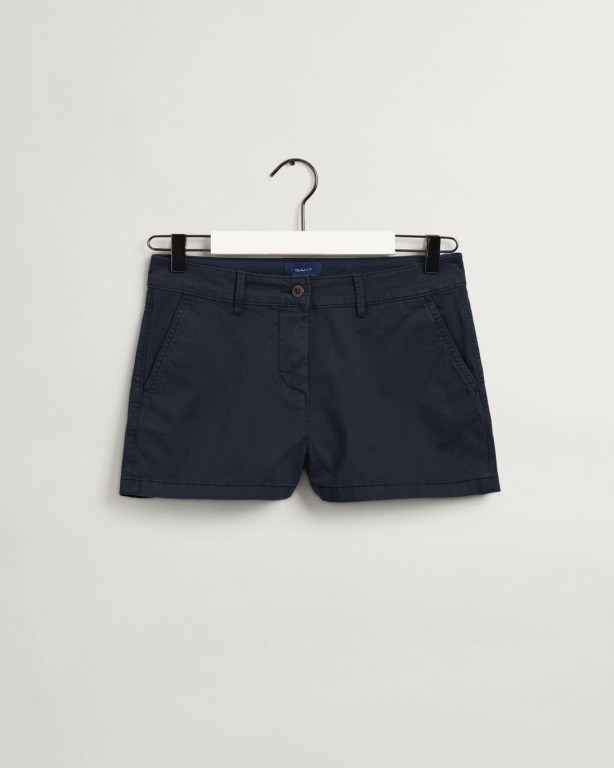 Gant Sunfaded Chino Women's Shorts Blue | yAMmeuw2z9o