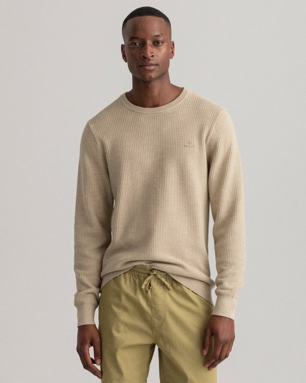 Gant Sunfaded Crew Neck Men's Crewneck Jumpers Beige | G1wQT3z1sUq