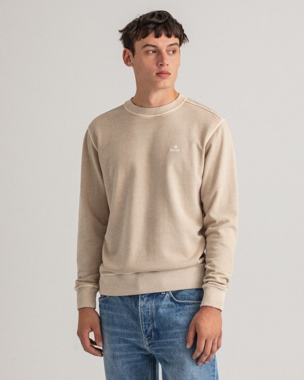 Gant Sunfaded Crew Neck Men's Sweatshirts White | 3nMO9QNgi6m