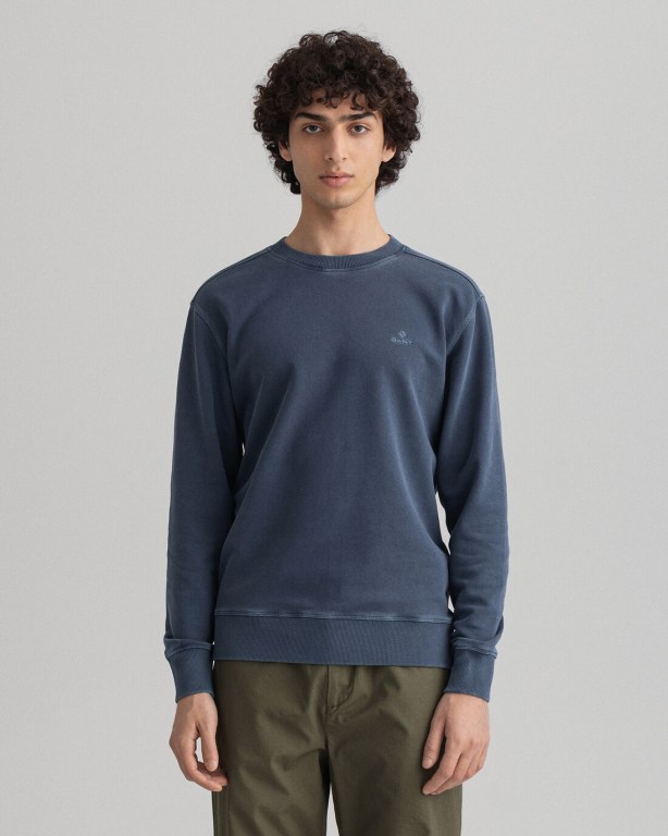 Gant Sunfaded Crew Neck Men's Sweatshirts Blue | ubthQyr8jZl