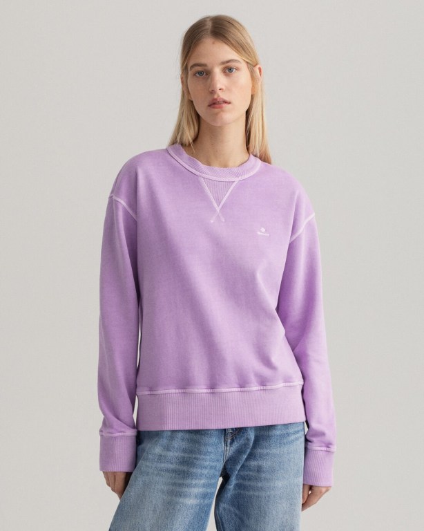 Gant Sunfaded Crew Neck Women's Sweatshirts Purple | U9RFYlPhVSY