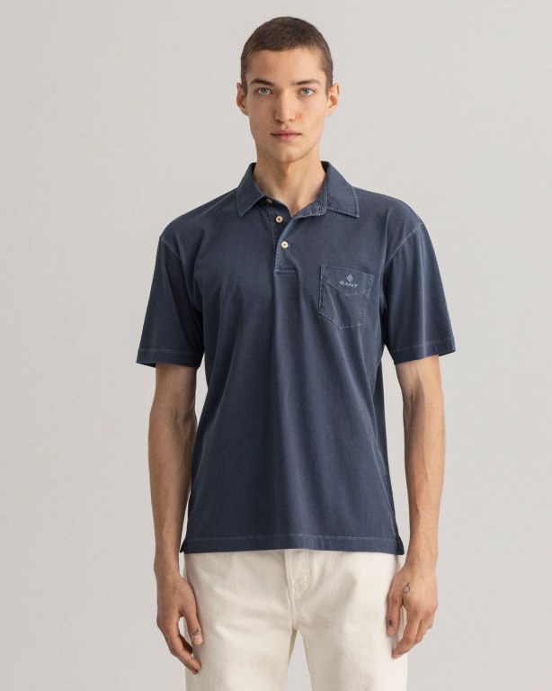 Gant Sunfaded Jersey Men's Polo Shirts Blue | 9JXH4EYgvqr