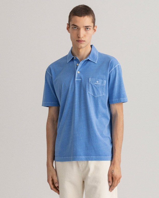 Gant Sunfaded Jersey Men's Polo Shirts Blue | R9AlDJe1I3d