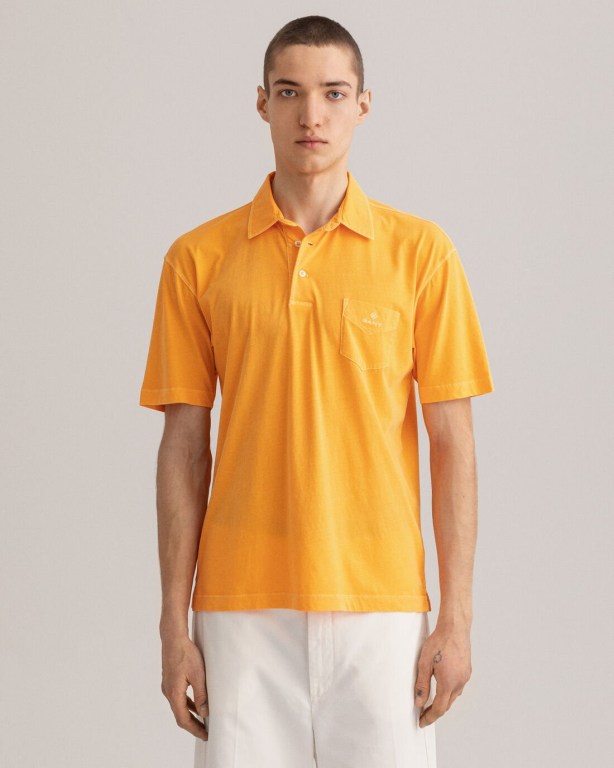 Gant Sunfaded Jersey Men's Polo Shirts Orange | Jzb1OVMeHDh