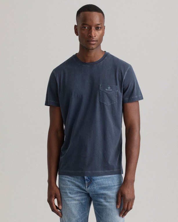 Gant Sunfaded Men's T-shirts Blue | GNPu54HnzxU