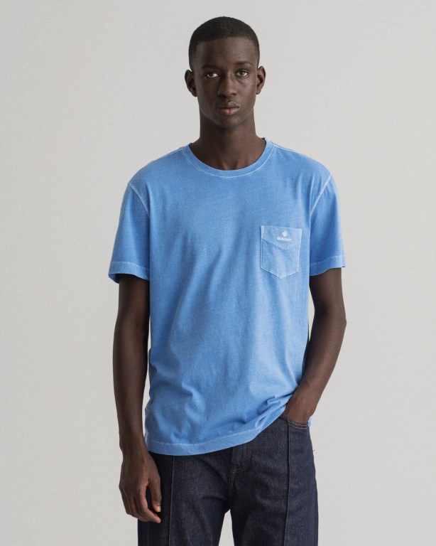 Gant Sunfaded Men's T-shirts Blue | sxWd4yqCHWI