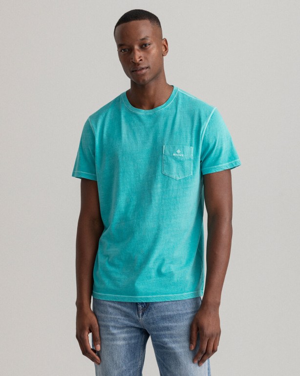 Gant Sunfaded Men's T-shirts Light Turquoise Green | HJkPZHTihzp