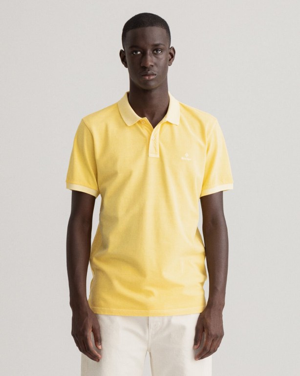 Gant Sunfaded Piqué Men's Polo Shirts Yellow | OnOot2yErlq