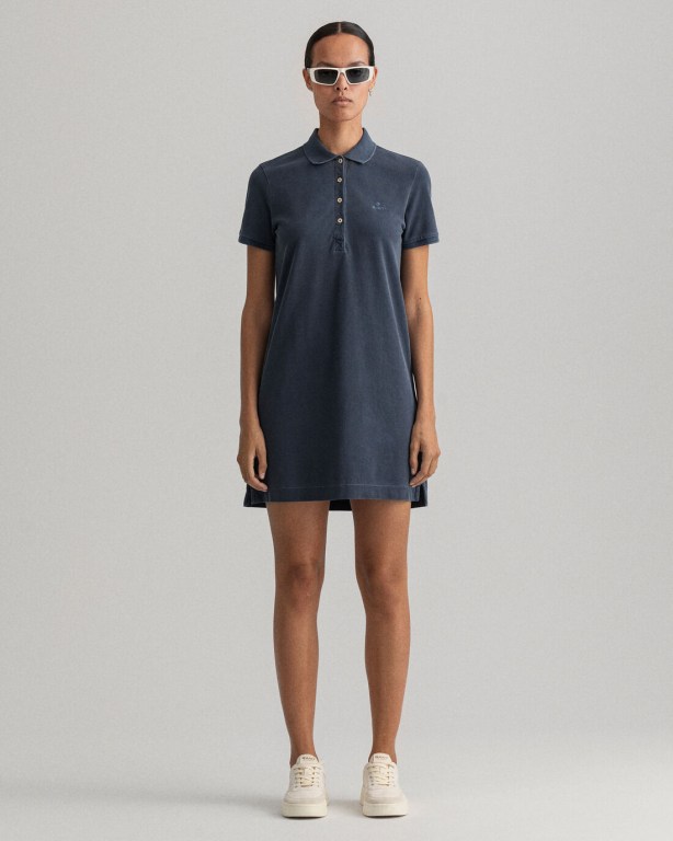 Gant Sunfaded Piqué Polo Women's Dresses Blue | T9iT4yBboBw