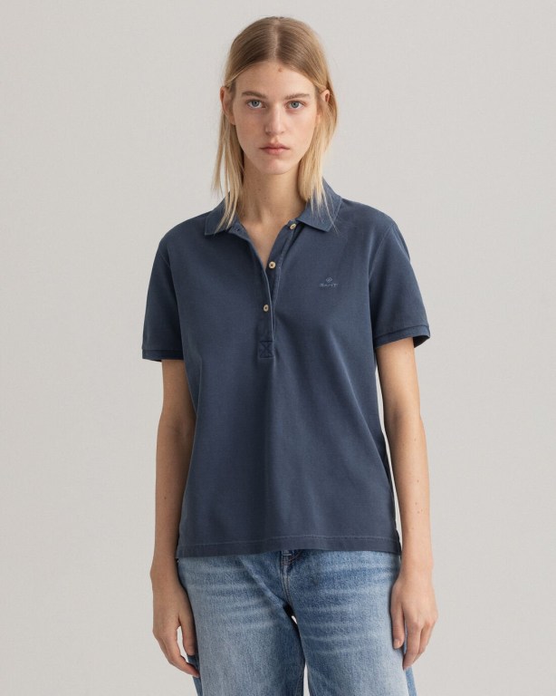 Gant Sunfaded Piqué Women's Polos Blue | 46DNySu2Rp0