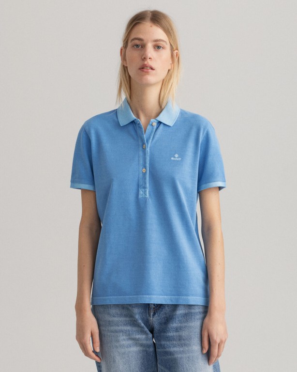 Gant Sunfaded Piqué Women's Polos Silver Blue | Zr2YWppYITf