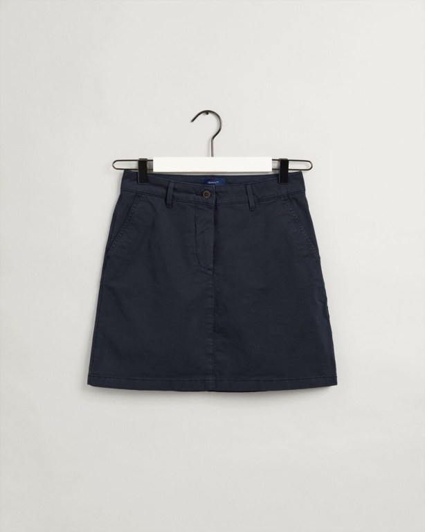 Gant Sunfaded Short Chino Skirt Women's Shorts Blue | GA8L3ECukPF